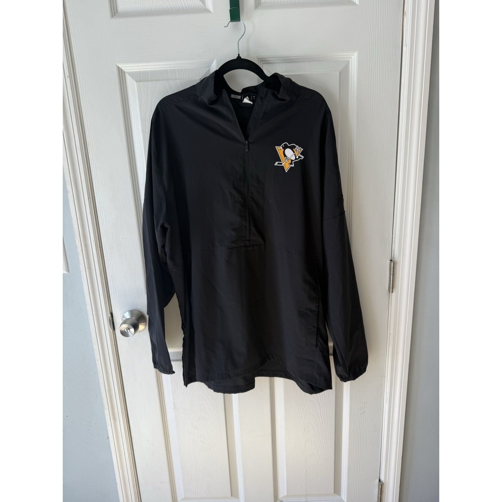 Adidas NHL Pittsburgh Penguins Men's Large‎ Half-Zip Jacket – Black Climalite